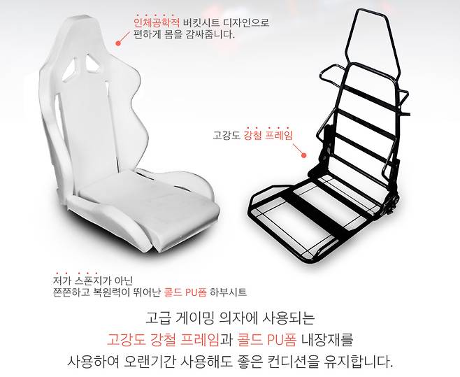 의자 내부의 프레임과 메모리폼 형태.