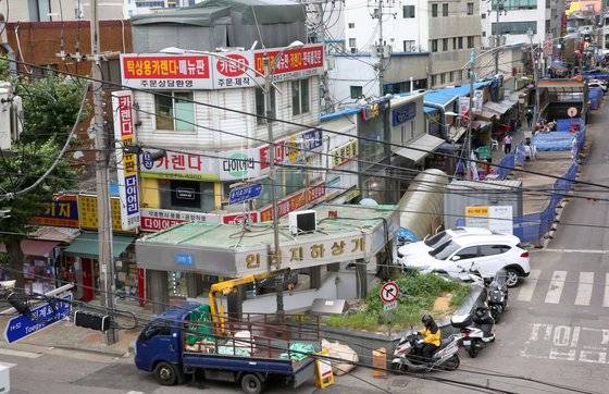 진양상가에서 내려다본 충무로 인쇄 골목. 손민호 기자