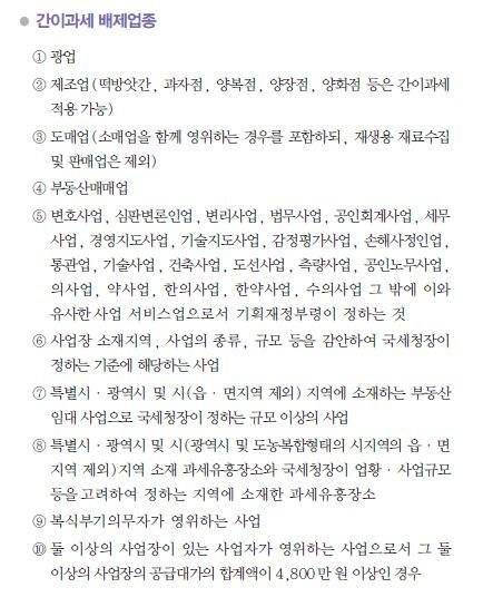 간이과세자 배제업종