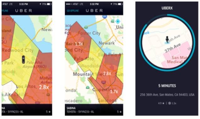 우버의 다이내믹 프라이싱 적용 사례, 제공: 동아엑스퍼츠