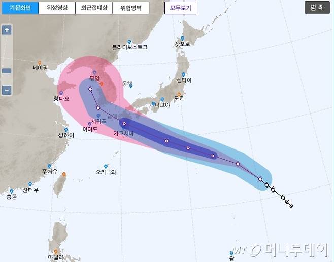 제8호 태풍 프란시스코 예상 이동경로/ 자료제공=기상청