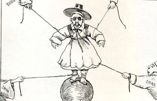 주변 열강에 시달리는 구한말 조선의 모습을 풍자한 그림(사진=위키피디아)