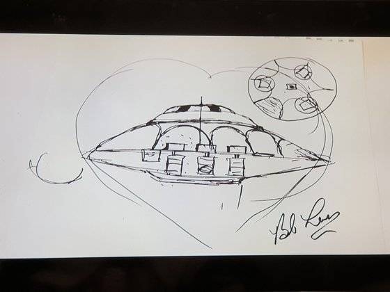 밥 라자르가 봤다는 외계인 비행접시. 다큐멘터리에서 그가 집접 스케치북에서 그리면서 작동 원리를 설명했다. [사진 넷플릭스 캡처]