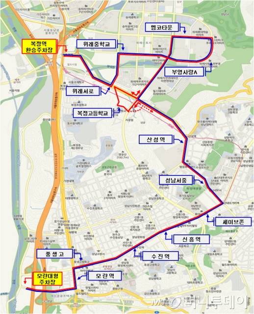성남형 버스 준공영제 확대 노선도/사진제공=성남시청