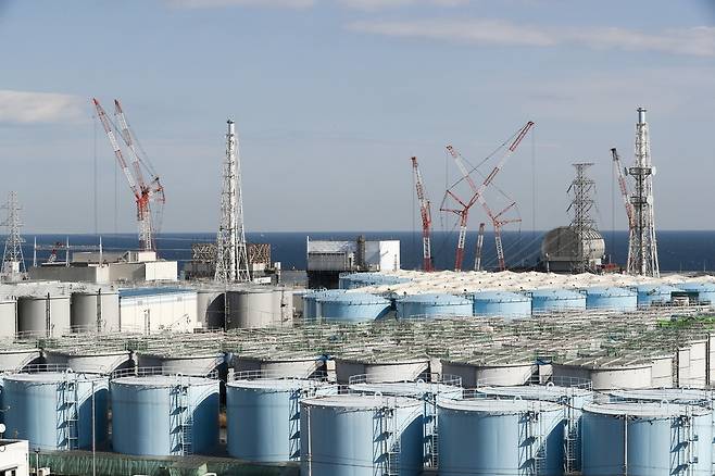 일본 후쿠시마 오염수 탱크. <연합뉴스>