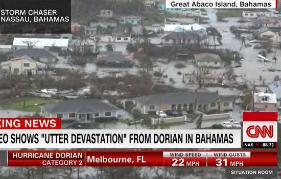 최근 허리케인 도리안으로 큰 피해를 입은 바하마의 모습. 버뮤다 삼각지대에 있는 바하마의 최대 적은 허리케인 같은 자연재해입니다. [사진=CNN 화면캡처]