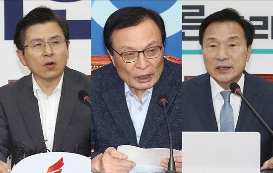 여야 3당 대표인 이해찬 더불어민주당 대표, 황교안 자유한국당 대표, 손학규 바른미래당 대표가 2일 오전 서울 여의도 국회에서 일본의 화이트리스트 제외 조치와 관련해 발언을 하고 있다.(자료사진) ⓒ데일리안 홍금표 기자