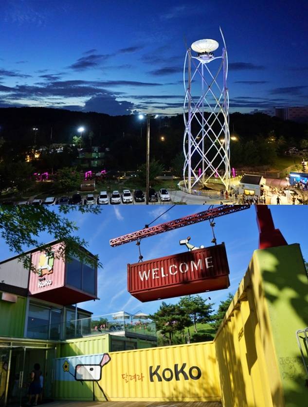 경기 이천시 덕평자연휴게소의 우주타워와(위) 강아지 테마파크의 모습. /사진=한국관광공사