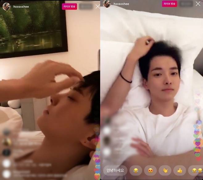 ▲ 한서희가 인스타그램 라이브 방송에서 정다은에 장난치고 있다. 출처l한서희 SNS