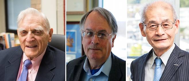 2019 노벨화학상 수상자가 발표됐다. (왼쪽부터) 존 굿이너프, 스탠리 위팅엄, 요시노 아키라