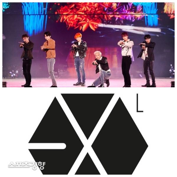 그룹 엑소(위)와 엑소의 팬덤 ‘엑소-엘’의 로고. 사진 경향DB, SM엔터테인먼트