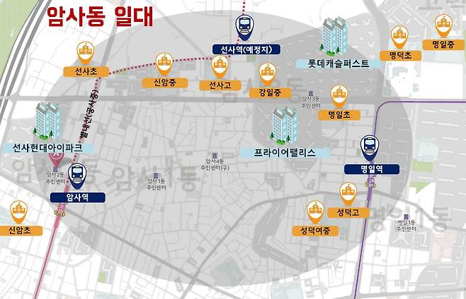 △암사동 일대 지도 [이미지 = 국토정보맵]