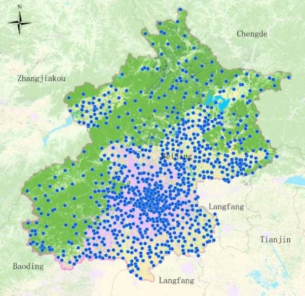2017년에 설치된 베이징 미세먼지 측정망. [베이징 환경 모니터링 센터]