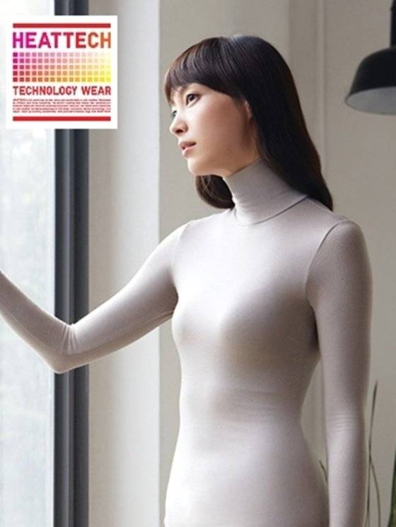 배우 이나영이 광고한 유니클로 히트텍 제품. 이 배우는 2011년, 2016년 유니클로 모델로 활동했다. [사진 에프알엘코리아]