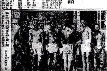 1926년 9월 9일 일본 아사히카와 신문에 실린 ‘홋카이도 토목공사 현장에서 학대받는 사람들’이란 제목의 기사에 나온 일본 노무자들 모습. 일각에서 왼쪽 둘째 인물이 징용 노동자상 모델이 아니냐는 주장이 제기되고 있다. [사진 이우연 연구위원]