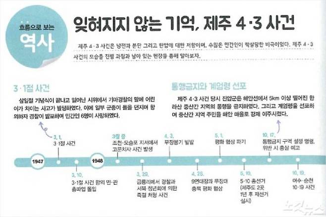 동아출판사가 기술한 제주4.3 관련 내용.