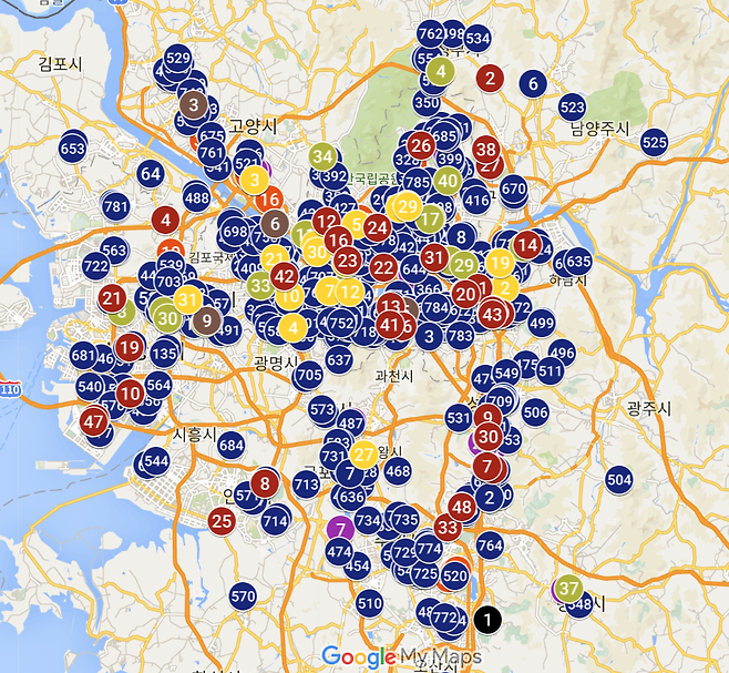 ▲사진 = 남색 동그라미 : 잉어빵, 보라색 동그라미 : 붕어빵