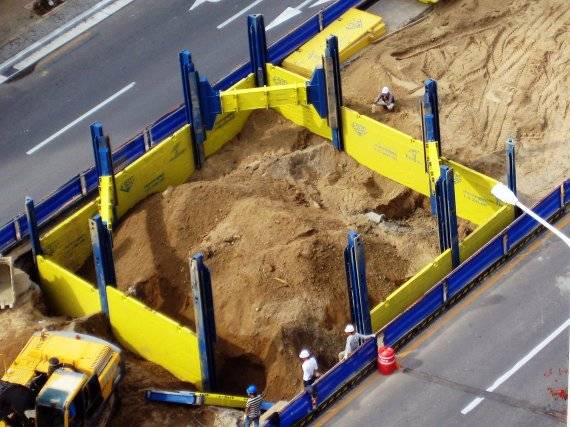 한국에어로테크가 대구 도시철도 3-1공구에서 철제 흙막이 신공법을 적용해 공사를 진행하고 있다. /사진=한국에어로테크