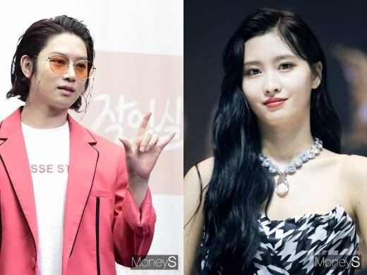 그룹 슈퍼주니어 멤버 김희철(왼쪽)과 트와이스 멤버 모모. /사진=임한별 기자