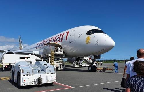 킬리만자로 공항에 내린 에티오피아 항공 여객기 [사진/성연재 기자]
