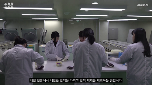 서울중앙혈액원 제제팀이 혈액 제재 작업을 진행중이다.