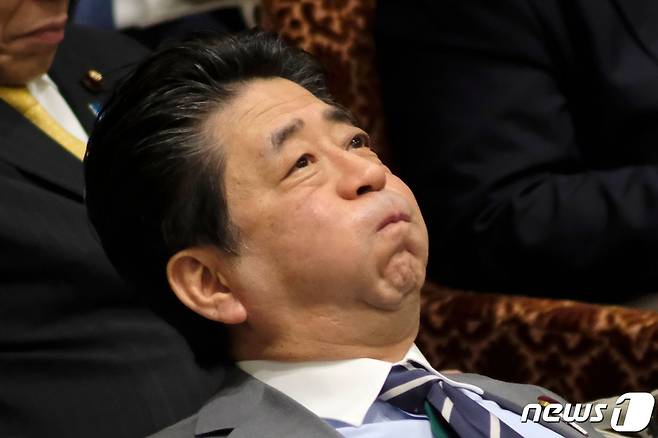 아베 신조 일본 총리가 지난달 30일 도쿄 참의원 예산위원회에 참석한 모습. © AFP=뉴스1 © News1 우동명 기자