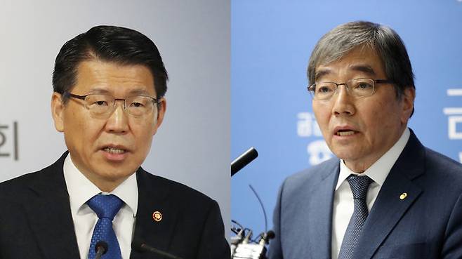은성수 금융위원장(왼쪽), 윤석헌 금융감독원장(오른쪽)