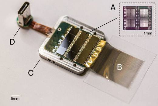 뉴럴링크의 센서 칩. 뉴럴링크 홈페이지
