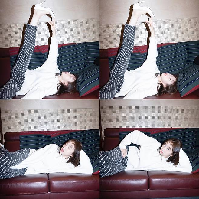 하니, 힐 신고 누워 다리 찢기...유연성 뽐내