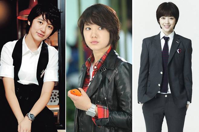 <커피프린스 1호점>(2007) 고은찬, <미남이시네요>(2009) 고미남, <아름다운 그대에게>(2012) 구재희(왼쪽부터)