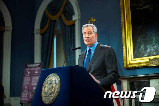 빌 더블라지오 뉴욕시장. © 로이터=뉴스1