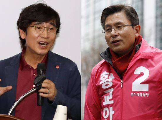 유시민 사람사는 세상 노무현재단 이사장(좌)이 지난해 10월 12일 오후 제주웰컴센터 1층 웰컴홀에서 '한반도와 동북아 평화'를 주제로 강연하고 있다. 황교안 미래통합당 대표(우)가 17일 오후 서울 종로구 주한중국문화원 앞에서 광화문 교통 관련 공약 발표를 하고 있다. 뉴시스