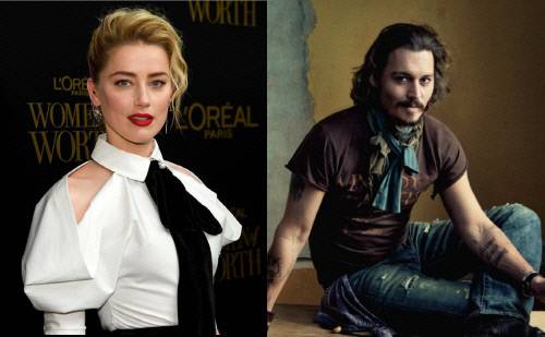 엠버 허드(왼)와 조니 뎁. 출처|엠버 허드 개인 SNS 캐버, 조니 뎁 베너티페어 화보 캡처.