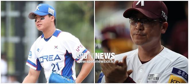 ▲ 지난해 장재영(왼쪽)은 청소년 국가대표로, 장정석 전 감독은 키움 사령탑으로 그라운드를 밟았다. ⓒ한희재 기자