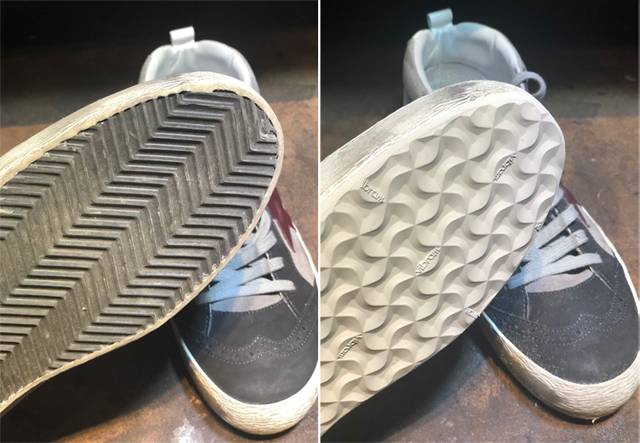 한 스니커즈 제품의 밑창을 더욱 편안하고 튼튼한 비브람 밑창으로 바꾼 사례. 현대백화점 제공