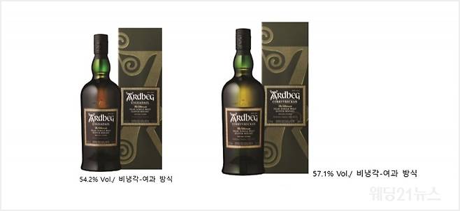 사진 : (왼쪽부터)아드벡 우거다일(Ardbeg Uigeadail), 아드벡 코리브라칸(Ardbeg Corryvreckan)