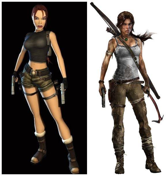 1996년 처음 출시돼 20년 넘게 장수하고 있는 비디오 게임 ‘툼레이더’. 주인공 라라 크로프트의 의상은 ‘탐험’에 최적화된 모습으로 바뀌었다.