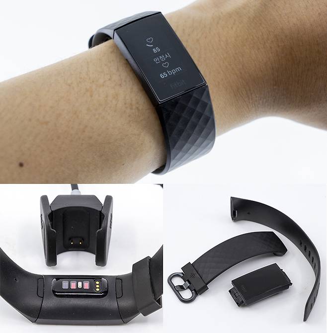핏빗 차지 4 제품 구성과 착용 예시. 출처=IT동아