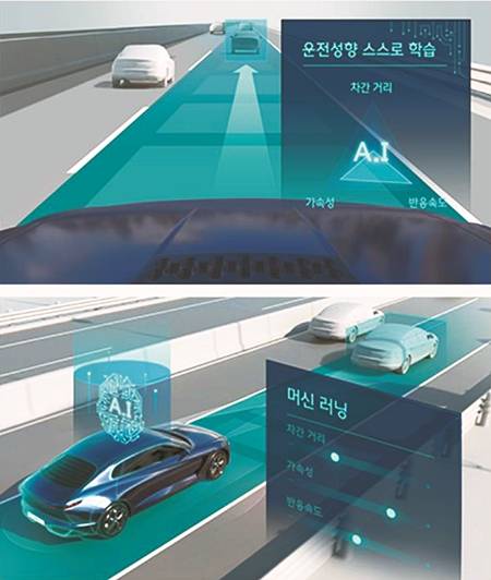 차의 앞뒤 간격을 유지하고 속도를 조절하는 스마트 크루즈 컨트롤(SCC). 현대자동차 제공