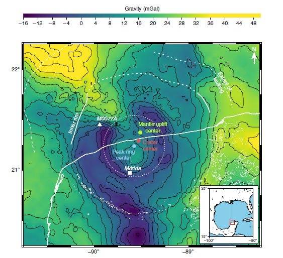 멕코 유카탄반도 인근 '칙술루브 충돌구' [Nature Communications 논문 발췌. 재판매 및 DB 금지]