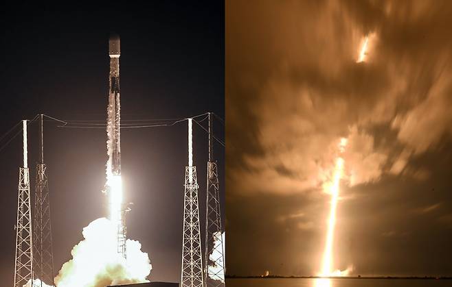 지난 3일 스타링크 위성 60기를 탑재한 로켓의 발사모습. 사진=AP 연합뉴스