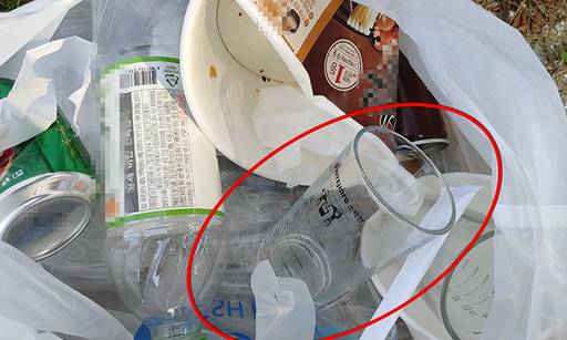 지경리 해수욕장 인근 소나무 숲에 피서객이 버린 각종 쓰레기가 방치 된 모습.