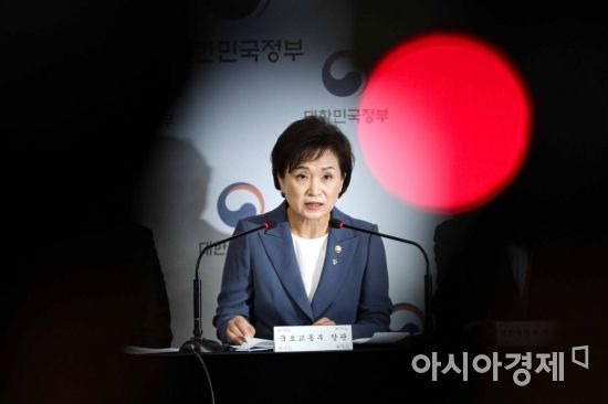 김현미 국토교통부 장관이 17일 서울 종로구 정부서울청사에서 부동산 규제대책 관련 발표를 하고 있다./강진형 기자aymsdream@