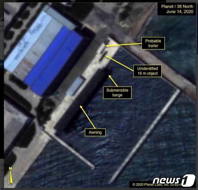 북한전문매체 38노스가 공개한 6월14일자 북한 신포조선소 촬영 위성사진.(출처 = 38노스) © 뉴스1
