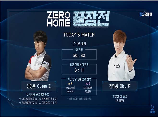 주식회사 중계진의 주 콘텐츠 끝장전. 유튜브 갈무리