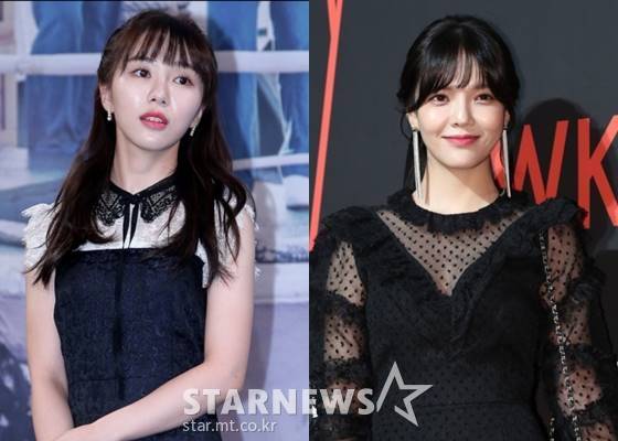 AOA를 탈퇴하고 연기자로 전향한 권민아(왼쪽)와 AOA 현 리더 지민 / 사진=스타뉴스
