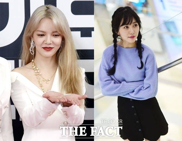 그룹 AOA 리더 지민(왼쪽)이 전 멤버 권민아를 괴롭혔다는 논란이 거세지자, 지민은 그룹을 탈퇴하고 연예활동을 중단하기로 했다. /이선화, 배정한 기자