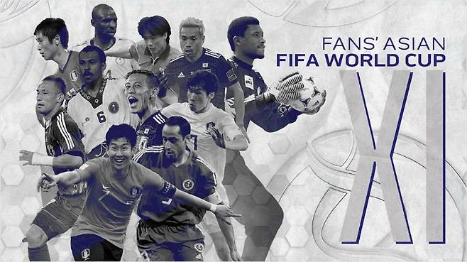 아시아축구연맹(AFC)은 역대 월드컵 무대를 밟은 아시아 출신 선수 중 베스트 11을 팬 투표로 선정해 발표했다. 이 가운데 한국 선수는 손흥민과 박지성, 홍명보, 이영표까지 가장 많은 4명이 선정됐다.(사진=AFC 공식 홈페이지 갈무리)