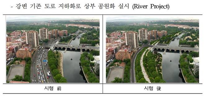 스페인 마드리드 M30 노선 지하화 프로젝트 전후 모습(사업기간 2004년∼2007년)/사진= 국토부