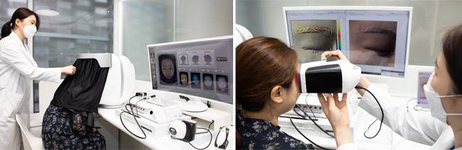 아이오페 랩의 테일러드 프로그램. 첨단 기기로 피부를 촬영하고 면밀히 분석한다.